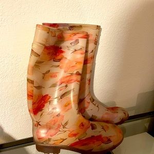 Floral rain boots
